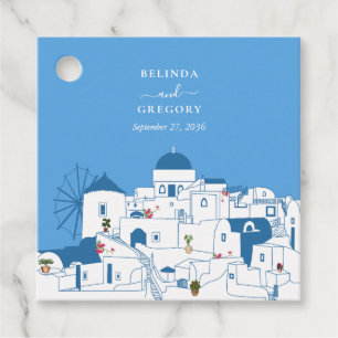 Étiquettes Cadeau Santorin Destination Mariage de l'île grecque