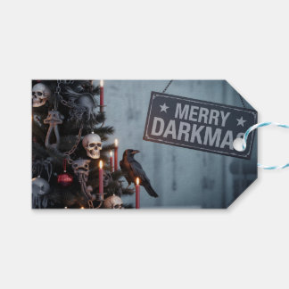 Étiquettes-cadeau Sapin de Noël horrifique "Joyeux Sombre-Noël" goth