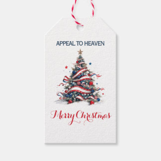 Étiquettes-cadeau Sapin de Noël patriotique ATH1 avec origine éd - É