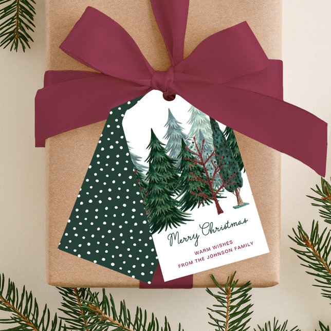 Étiquettes-cadeau Sapin de Noël rustique (Rustic Christmas Pine Tree Gift Tags)