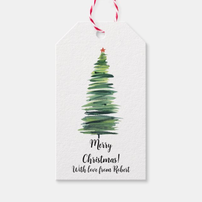 Étiquettes-cadeau Sapin de Noël vert (Devant)