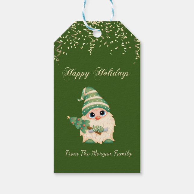 Étiquettes-cadeau Sapin vert,Confettis,Vert (Devant)