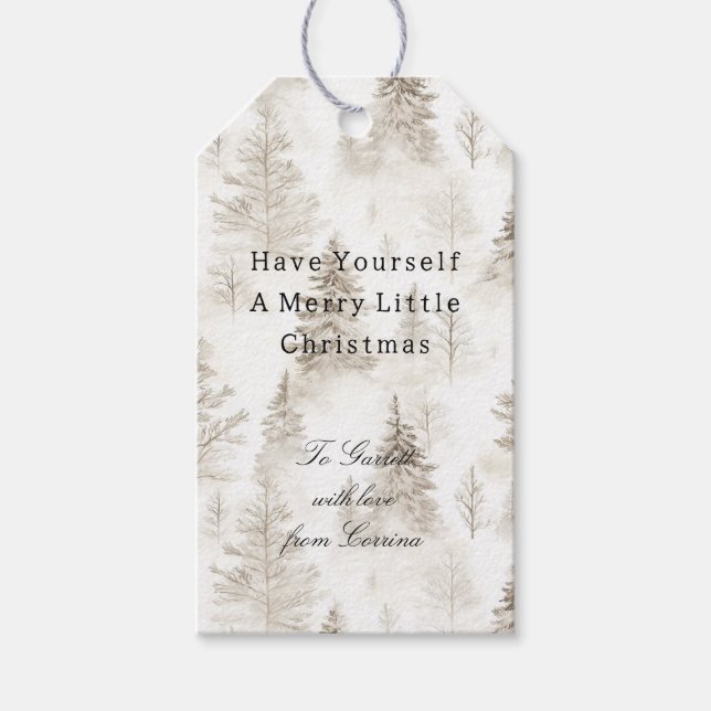 Étiquettes-cadeau Sapins de Noël à la crème (Devant)