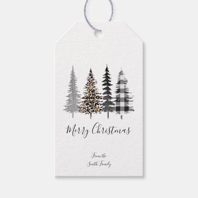 Étiquettes-cadeau Sapins de Noël Glamour (Devant)