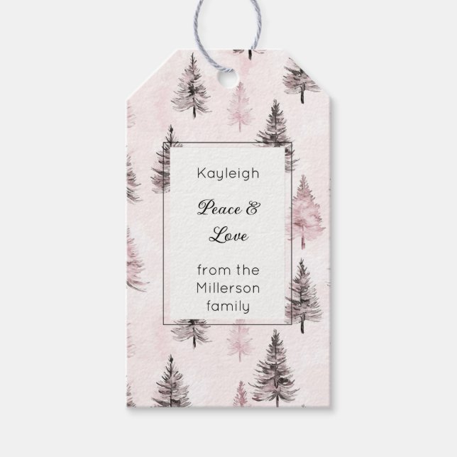 Étiquettes-cadeau Sapins de Noël roses Rectangle   (Devant)
