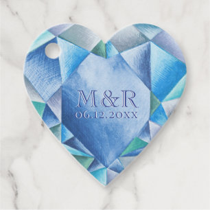 Étiquettes Cadeau Sapphire Aquarelle Coeur 45e Anniversaire Mariage