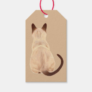 Étiquettes-cadeau Sasha Siamese Cat Person Kitty regarde l'art