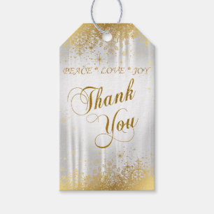 Étiquettes-cadeau Satin et or blancs purs de Merci