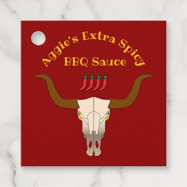 Étiquettes Cadeau Sauce barbecue au crâne de vache flamboyante (Devant)