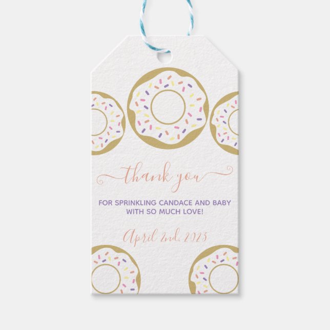 Étiquettes-cadeau Saupoudré de Merci de bébé d'amour (Devant)