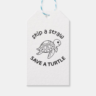 Étiquettes-cadeau Sauter Une Paille Sauver Une Tortue Copie Copie Co