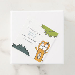 Étiquettes Cadeau Sauvage Tropical Jungle Lion Dessiné Anniversaire
