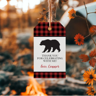 Étiquettes-cadeau Sauvageonne Ours Noir Plaid Buffle Merci