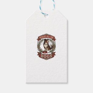 Étiquettes-cadeau Sauver tous les chiens Couronne florale ruban pour