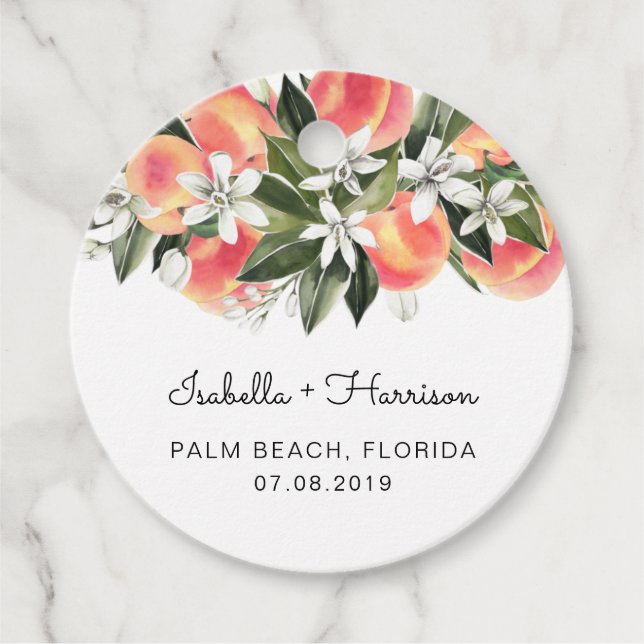 Étiquettes Cadeau Savannah - Aquarelle Peaches Favoriser Balise (Devant)
