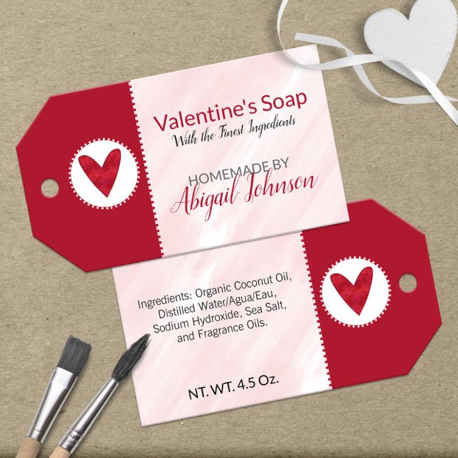 Étiquettes-cadeau 💖 savon de la Saint Valentin rose et rouge (💖 Pink and Red Valentine's Day Soap Gift Tags
)