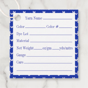Étiquettes Cadeau SCANDIA BLUE KNIT 2" Carré Yarn Tags