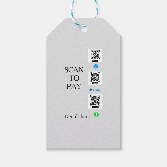 Étiquettes-cadeau scanner pour payer les détails du code QR venmo ca (Devant)