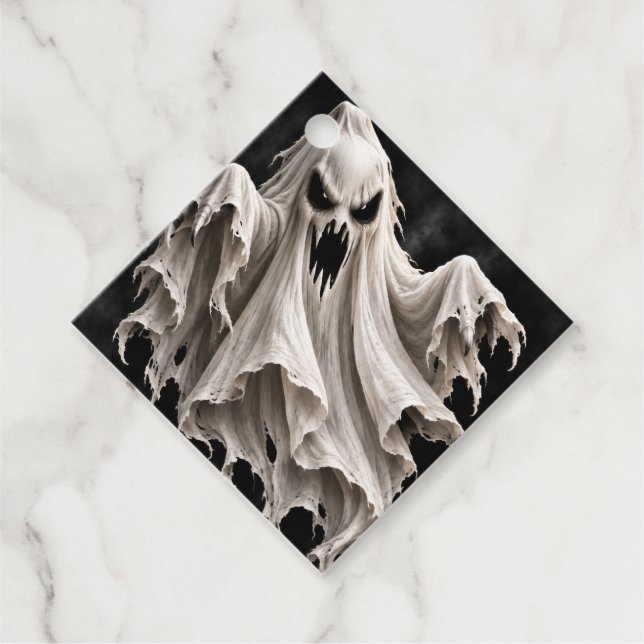Étiquettes Cadeau Scary Floating Phantom Ghost Diamond Shape Gift  (Devant)