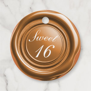 Étiquettes Cadeau Sceau de cire à bougie orange pour mariage doux 16