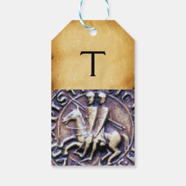 Étiquettes-cadeau SCEAU DU MODÈLE DE CHEVALIERS - Parchemin monograp (Dos)