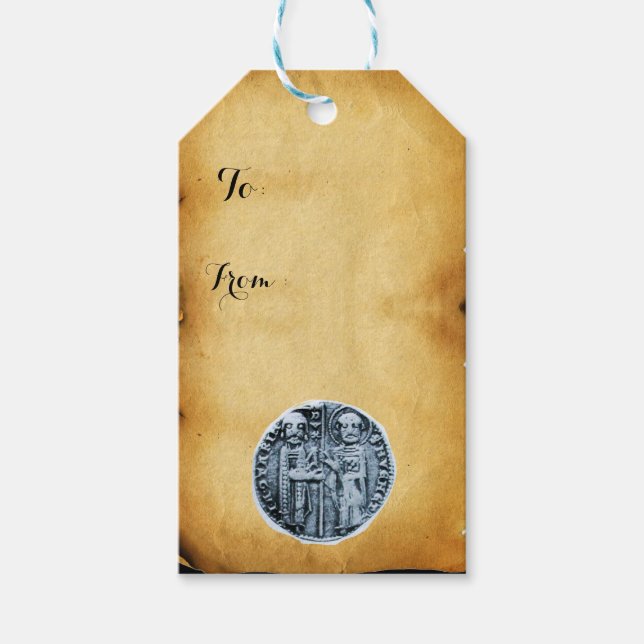 Étiquettes-cadeau SCEAU DU PARchemin DU MODÈLE DE CHEVALIERS (Devant)