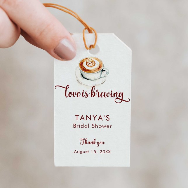 Étiquettes-cadeau Scénario de mariage avec Love is Brewing Coffee (Créateur téléchargé)