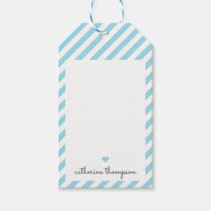 Étiquettes-cadeau Scénario féminin moderne Blue Aqua Heart Girl Cu