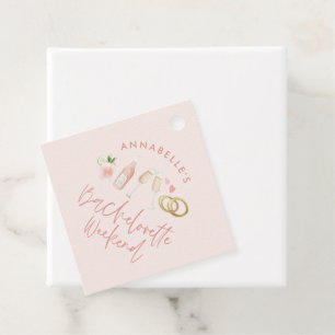 Étiquettes Cadeau Scène champagne rose moderne girly script bachelor