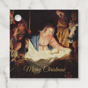 Étiquettes Cadeau Scène de Nativité Catholique Religieux Cadeau de N