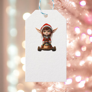 Étiquettes-cadeau Scooter des neiges Noël Elf Blanc Tags cadeaux