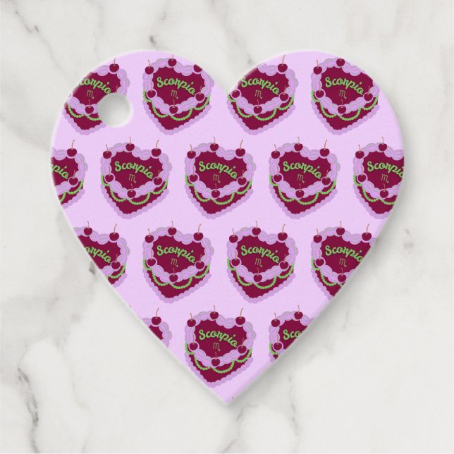 Étiquettes Cadeau Scorpio Zodiac Coquette Coeur Anniversaire Gâteau (Devant)