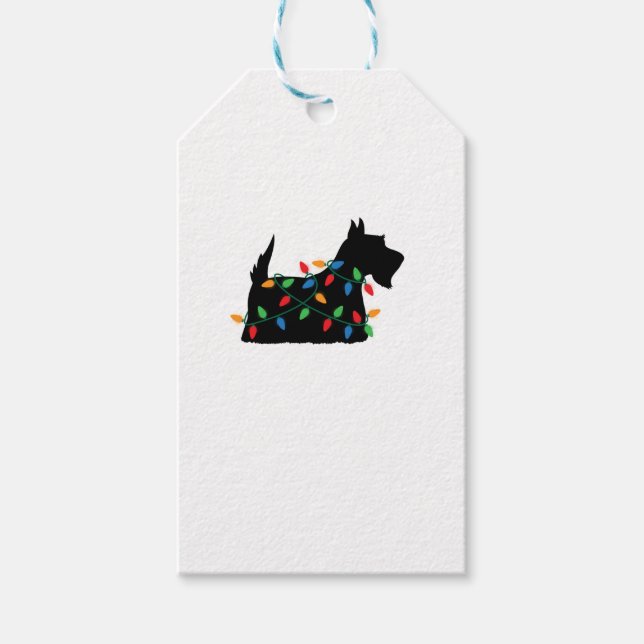 Étiquettes-cadeau Scottish Terrier Scottie Chien Noël Lumières Cadea (Devant)