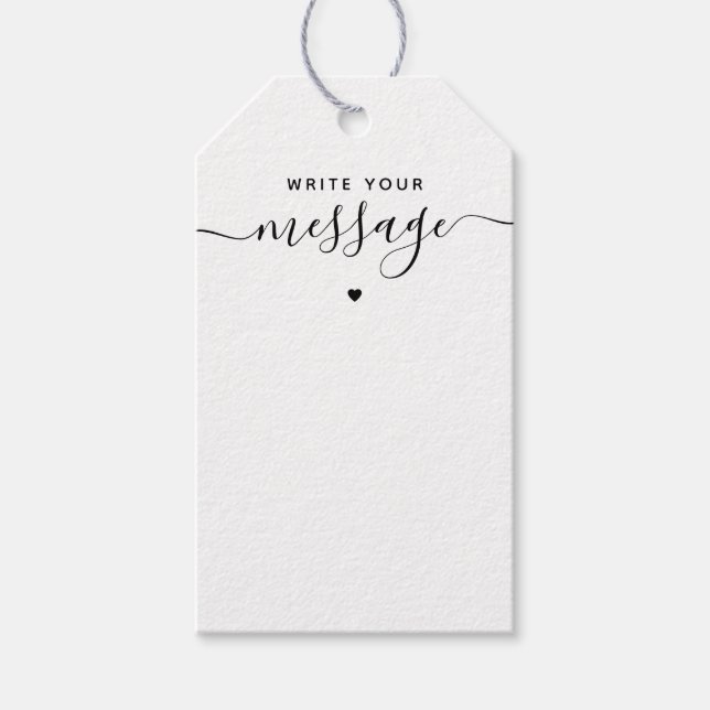 Étiquettes-cadeau Script bohémien Unique Mariage Idée de livre d'hôt (Devant)