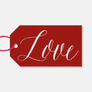 Étiquettes-cadeau Script d'amour rouge Tag cadeau de calligraphie