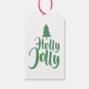 Étiquettes-cadeau Script de calligraphie verte Holly Jolly à partir