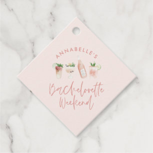 Étiquettes Cadeau Script de cocktail moderne rose girly bachelorette