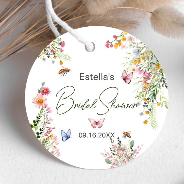 Étiquettes Cadeau Script de Fête de Mariage Moderne avec Fleurs Sauv (Créateur téléchargé)