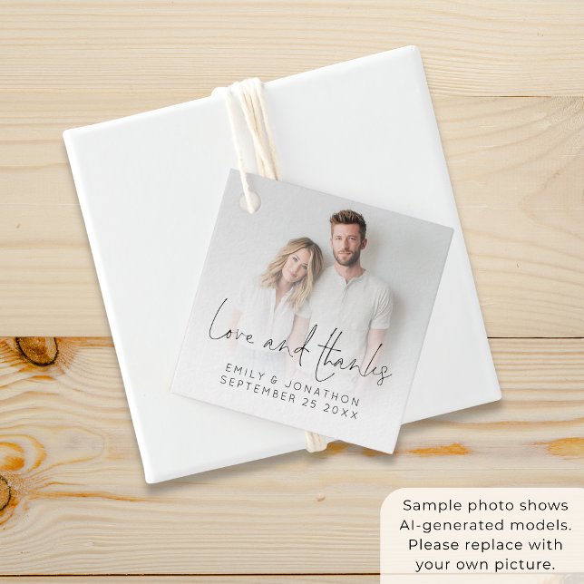 Étiquettes Cadeau Script de mariage moderne de superposition de phot (Créateur téléchargé)
