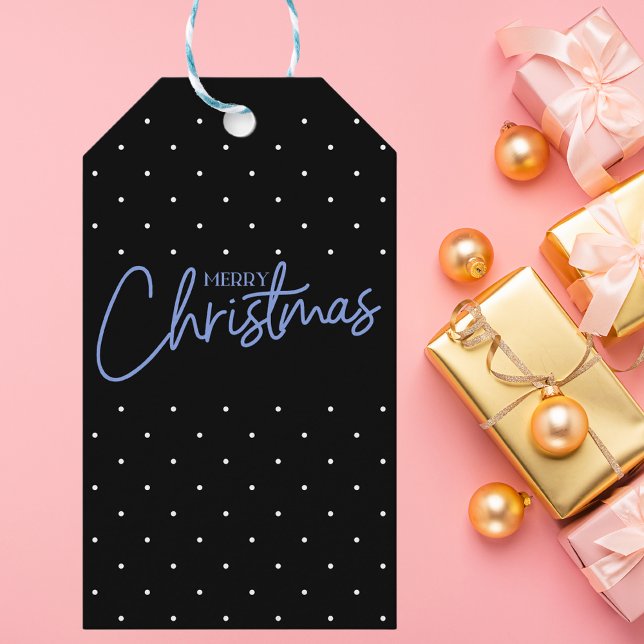 Étiquettes-cadeau Script de Noël noir et blanc moderne (Créateur téléchargé)