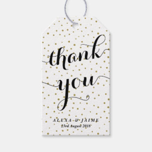Étiquettes-cadeau Script de remerciement Motif de points polka dor