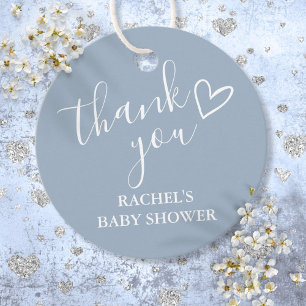 Étiquettes Cadeau Script de remerciement pour Baby Shower Dusty Blue