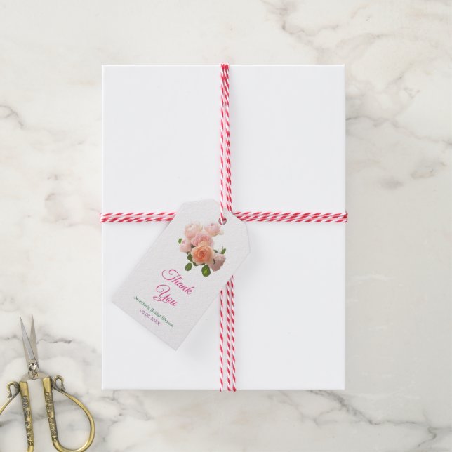 Étiquettes-cadeau Script de remerciement pour douche de mariée aquar (Avec de la ficelle)