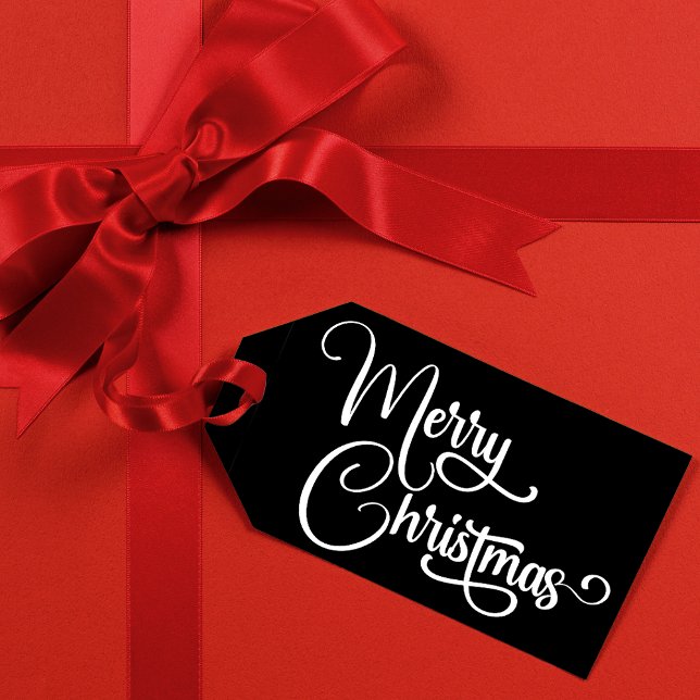 Étiquettes-cadeau Script élégant personnalisé Joyeux Noël personnali (Créateur téléchargé)