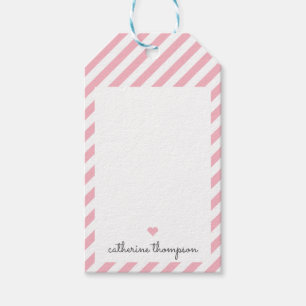 Étiquettes-cadeau Script féminin mignon féminin de coeur rose vif