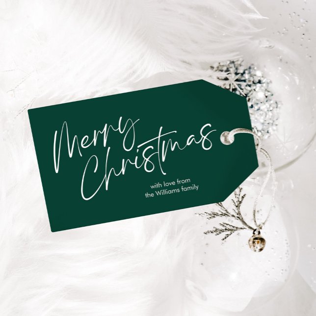 Étiquettes-cadeau Script Green Joyeux Noël (Créateur téléchargé)