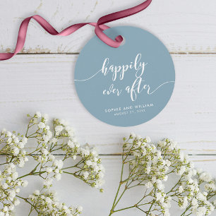 Étiquettes Cadeau Script Heureux Jamais après le Mariage de couleur