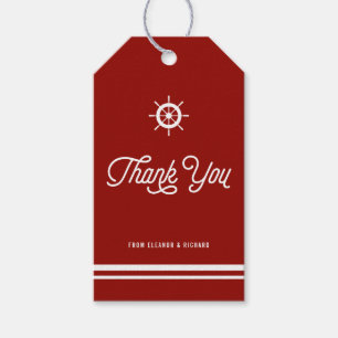 Étiquettes-cadeau Script Merci marin rouge avec Helm