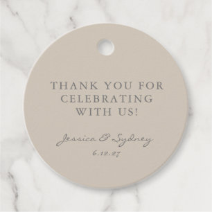 Étiquettes Cadeau Script minimaliste Beige Taupe Merci personnalisé