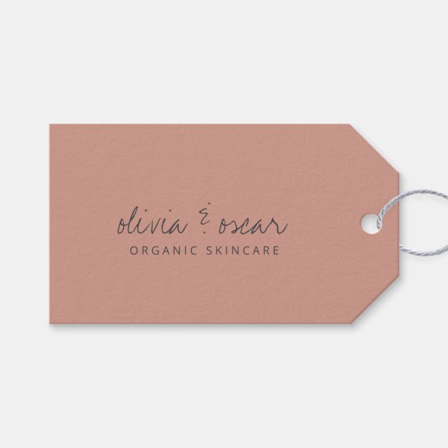 Étiquettes-cadeau Script minimaliste manuscrit Dusty Rose Business (Devant (Horizontal))